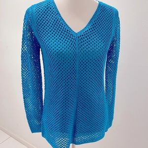 NWT Calvin Klein Turquoise Crochet Top Sz Small
